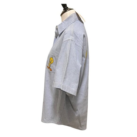 Vintage 90s Looney Tunes Button Down Shirt Embroidered Size Small NWT - Picture 2 of 8